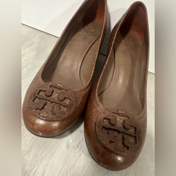 Tory Burch Sally leather wedge bison brown sz 10.5 - Picture 2 of 12